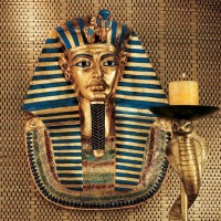 Ancient Egyptian King Tut Tutankhamen Hand Paint Golden Mask 21½" Wall Sculpture   282365839151